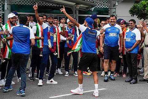 Paris Olympic Bronze medalist Indian Hockey team arrive at Delhi airport